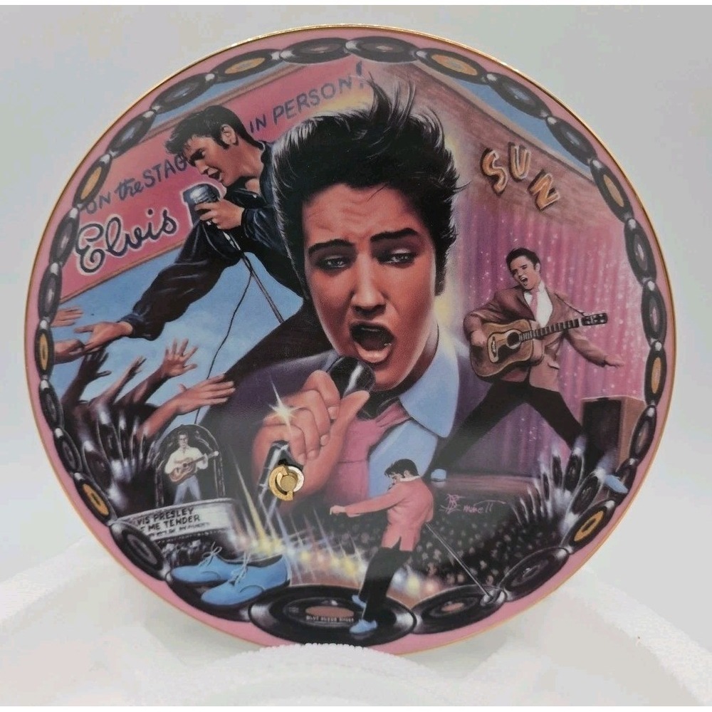 Elvis Presley Rockin In My Blue Suede Shoes Musical Bradford Exchange Plate 1994